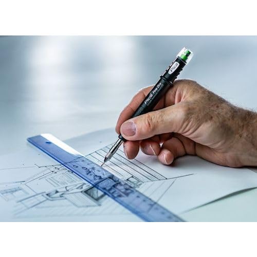 Pica Fine Dry Druckbleistift 0,9mm I Tieflochmarker Bleistift Baustelle I Zimmermannsbleistift mit Ersatzminen I Pica Stift für Handwerker, Tischler & Schreiner I Baubleistift mit Clip I Markierstift