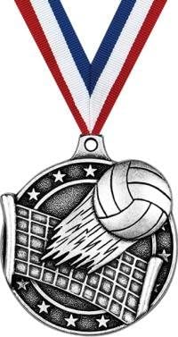 Crown Awards Volleyball Medal - Silver Volleyball Sports Medals with Neck Ribbon Prime