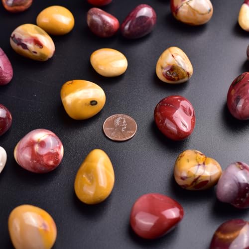 Image of Polished Stone Set Mookaite Jasper Crystals, 0.8 inch Handpicked Tumbled Gemstones Rocks, Pebbles for Reiki, Chakra, Healing, Home Decor