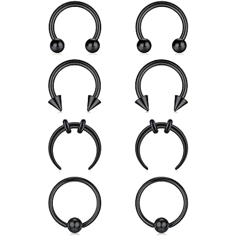 Funseedrr Septum Ring Nose Hoop Set Surgical Steel 16G 8mm Nose Rings Helix Tragus Horseshoe Piercing Cover
