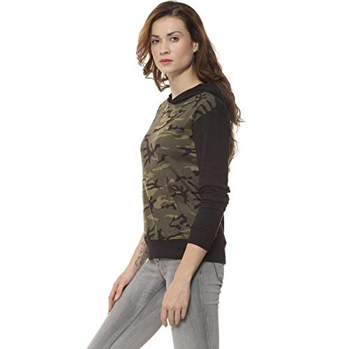 Image of Campus Sutra Men Cotton Hooded Camouflage Design Sweatshirt