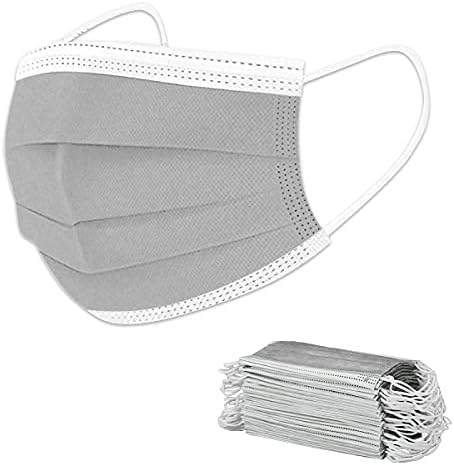 50 Pcs Disposable Face Masks Gray Face Mask Disposable Adjustable Safety Face Masks for Men Women Adults Face Cover Masks