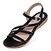 SERASTAR Flat Sandals for Women Dressy - Black Cushioned Summer Sandals - Comfortable Walking Ankle Strap Womens Flats Sandal Size 8.5