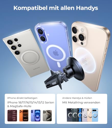 VICSEED Handyhalterung Auto Magnet Lüftung für Magsafe Autohalterung [Starker Magnet mit 20 xN55] Magnetische KFZ Handy Halterung… – Ansicht 4