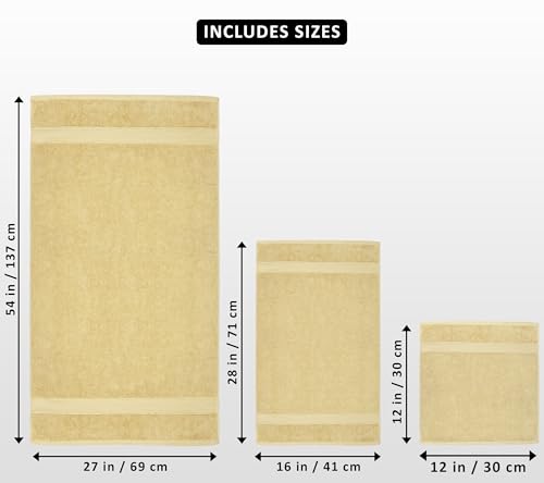 Utopia Towels 8-Piece Premium Towel Set, 2 Bath Towels, 2 Hand Towels, and 4 Wash Cloths, 600 GSM 100% Ring Spun Cotton Highly Absorbent Towels for Bathroom, Gym, Hotel, and Spa (Beige)
