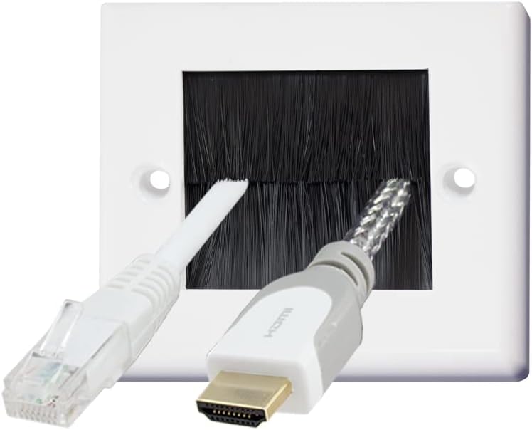 Black Brush White Surround Single 1 Gang Wall Outlet Cable Entry Plate Tidy Mount Face Plate Wall Plate (1)