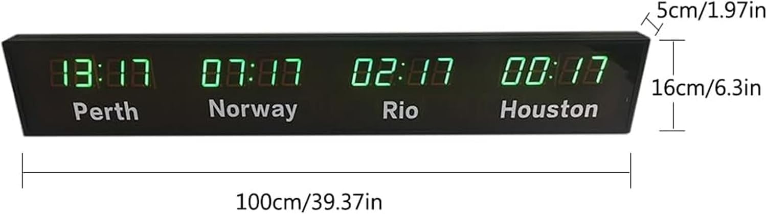 Orologio con 4 fusi orari mondiali della città, orologio mondiale digitale a LED