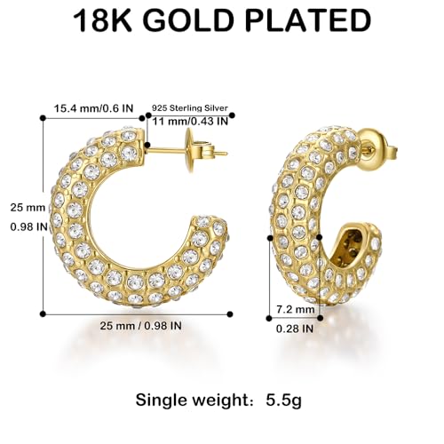 FRUMOS 18K Gold Plated Chunky Hoop Earrings for Women Fashion Thick Gold Hoops Set Jewelry for Birthday Christmas Gifts