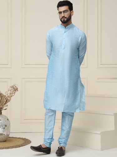 Image of SOJANYA Men's Dupion Silk Solid (Since 1958 Kurta Set & Churidaar Pyjama
