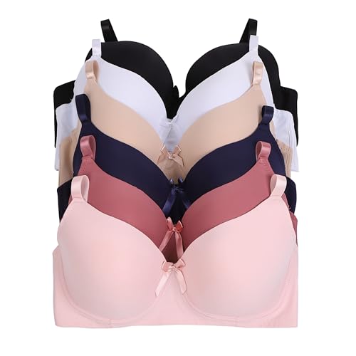 Image of Viola's Secret 6 Pack of Color Print T-Shirt Bras B Cup C Cup and D Cup