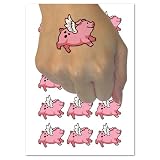 Flying Pig with Wings Temporary Tattoo Water Resistant Fake Body Art Set Collection - 15 2' Tattoos (1 Sheet)