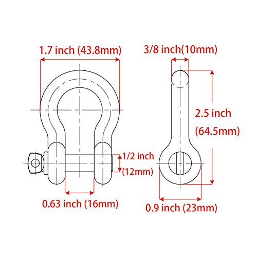 Shenghuiss Anchor Shackle Stainless Steel 316 Forged Bow Shackle Screw Pin Marine Hardware Rigging 3/8 Inch 2 Pack thumb #1