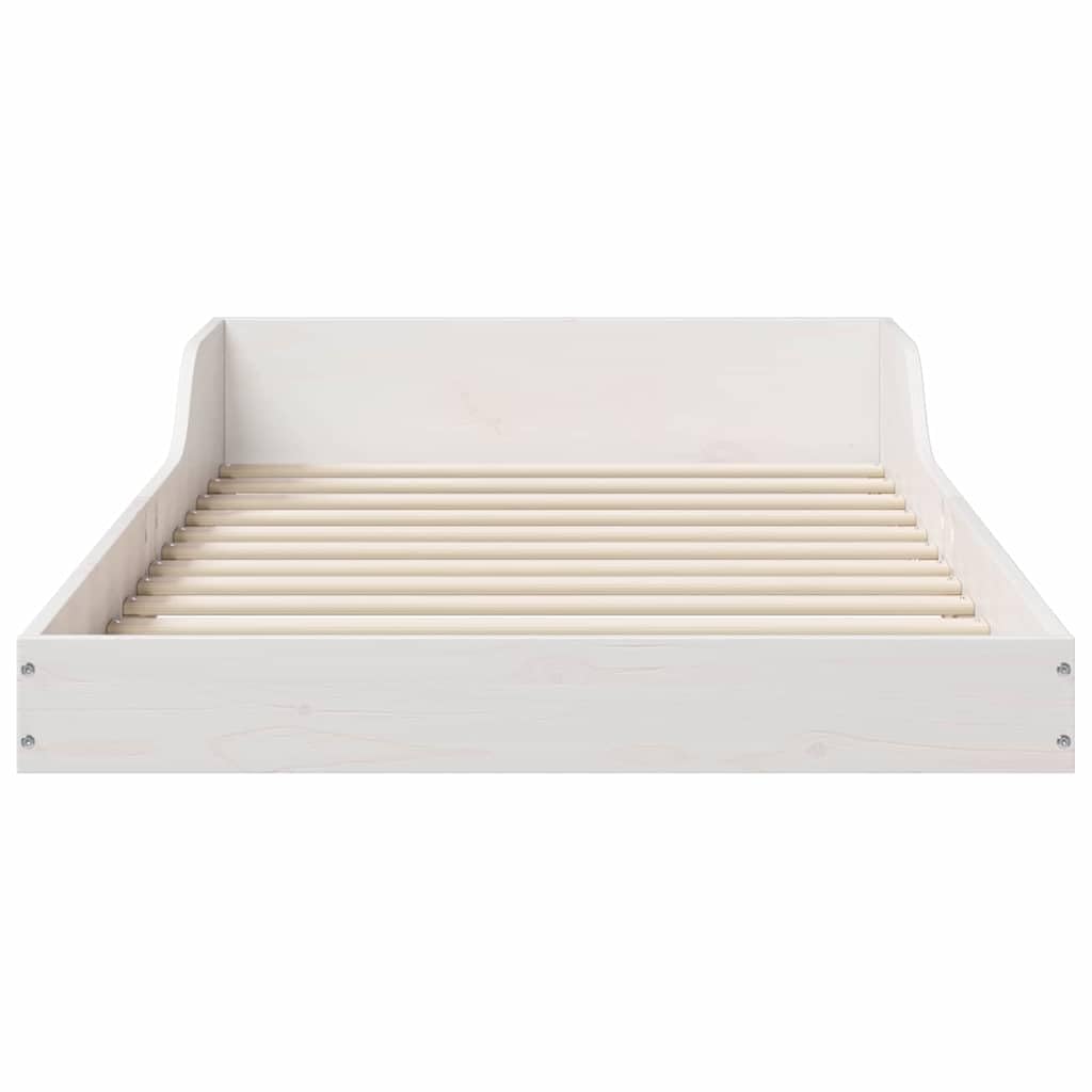 White Solid Pine Wood Bed Frame 80 x 200 cm, Single Bed Frame for Bedroom, modern Design, Sturdy Platform Bed for Mattress, compact Size, Easy Care