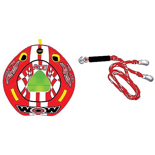 Wow World of Watersports Ace Racing Boat Tube (1 Person) and Tow Harness Rope for Boating