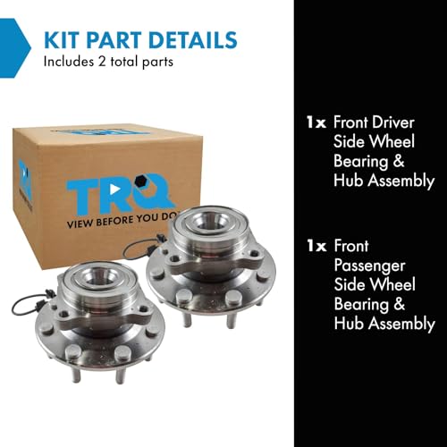 Image of TRQ 2 Piece Front Wheel Bearing & Hub Assembly Set Compatible with 2001-2006 Chevrolet Silverado 3500 2007 Silverado 3500 Classic GMC Sierra 3500 Sierra 3500 Classic