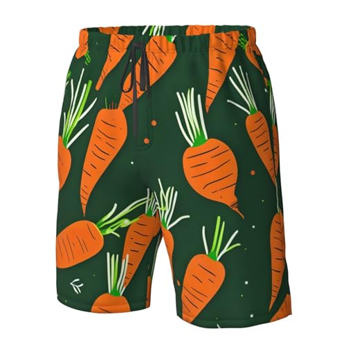 CPAQasg Short de bain pour homme imprimé carotte Happy Carotte Short de bain Vacances d'été Sports Maillots de bain essentiels de voyage, blanc, L taille courte – vue 6
