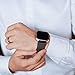 Amzpas Bands Compatible with Fitbit Versa, Breathable Stainless Steel Loop Mesh Magnetic Adjustable Wristbands for Women & Men (Large, Black)