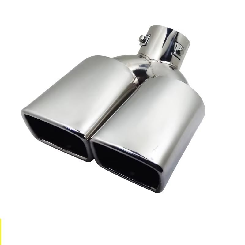 Silencieux d'échappement universel 63mm à double sortie carrée en inox pour voiture