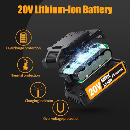 Avid Power 20V Cordless Drill Set 320 In-Lbs Torque Power Drill/Driver Kit With 2 Variable Speed, 3/8'' Keyless Chuck thumb #4