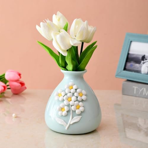 Image of Amazon Basics Modern Ceramic Vase | for Home Decor (Sky Blue)