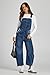 PLNOTME Womens Denim Bib Overalls Barrel Leg Adjustable Strap Jean Pants Jumpsuits with Pockets,Navy