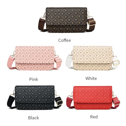 Crossbody Bag Wide Strap Flap Ladies Handbags Casual Portable Simple Solid Color Crossbody Bags for Weekend Vaca，Daily Use4