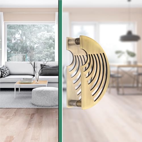 Image of COMPASS 202 Grade Stainless Steel 6-inch Round Shape Door Handle for Main Door and Pull-Push Handle of Home /Hotel /Office Door Hardware for Single and Double Door,Camila - Pack of 1 Set (Brass Antique)