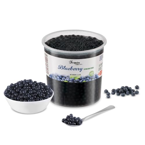 INSPIRE FOOD Perlas de Fruta para Bubble Tea de Arándano   3,2 KG   Popping Boba | 100% vegano y sin gluten, sin colorantes.