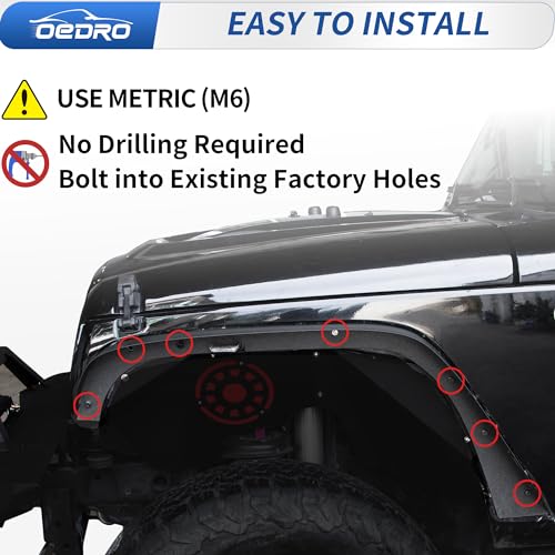Image of OEDRO Front & Rear Fender Flares Compatible with 2007-2018 Jeep Wrangler JK
