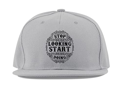 Casquette de baseball inspirante Stop Looking Start Doing en coton gris