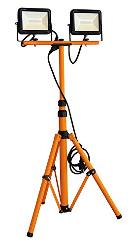 Tibelec 347760 - Doble Proyector de LED de obra sobre pie telescópico - Plástico/Metal - 40W - Negro/Naranja Cover