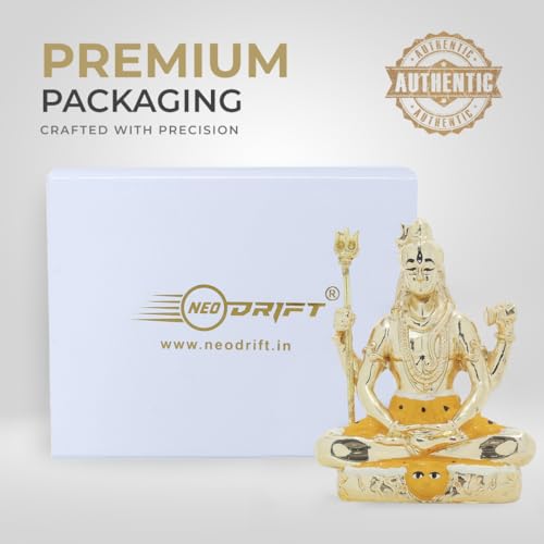 Image of Neodrift Lord Shiva Idol for Car Dashboard (Real 24kt & 999 Silver Plated, Dual-Tone Gold & Silver) (Model ND14) - Enhance Your Drive