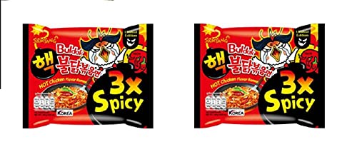 Samyang Hot Chicken 3X Spicy Instant Buldak Noodles Ramen Flavor (140 grams Pack of 2)