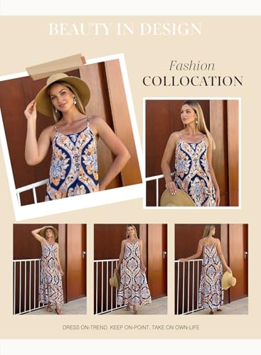 Dokotoo Sexy Dresses for Women 2025 Scoop Neck Summer Dresses Sleeveless Spaghetti Strap Sundresses Ruffle A Line Boho Cocktail Dresses for Women Evening Party Small Blue