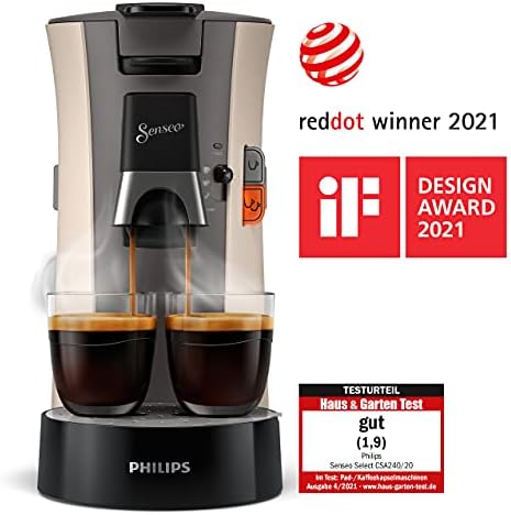 Philips Senseo Select CSA240/30 ekspres do kawy na saszetki (wybór jakości kawy Plus, funkcja memo, z plastiku pochodzącego z recyklingu), beżowy