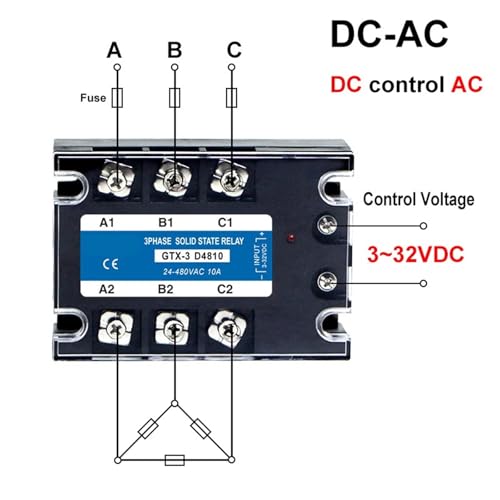 Relais statique triphasé 3-SSR DC-AC anti-arc électrique pour chauffage et moteur AC - 4