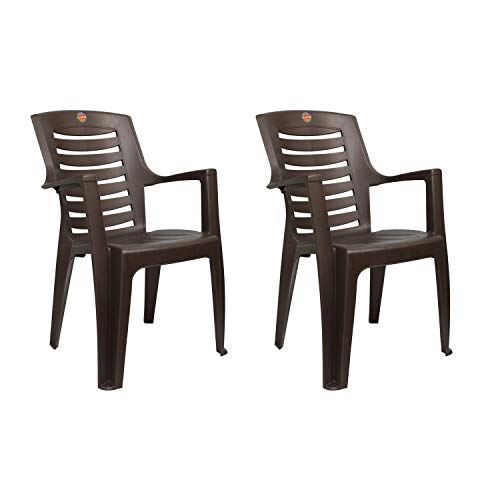 Image of Cello Ultramatt Plastic Full Back Armchair, Set of 2(Pearl Brown)