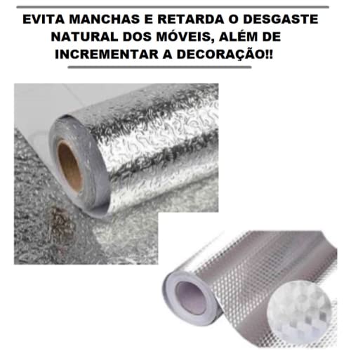 Manta Impermeável Anti Gordura Adesiva Alumínio Forro Armário Gaveta Cozinha Banheiro Rolo 2 Metros