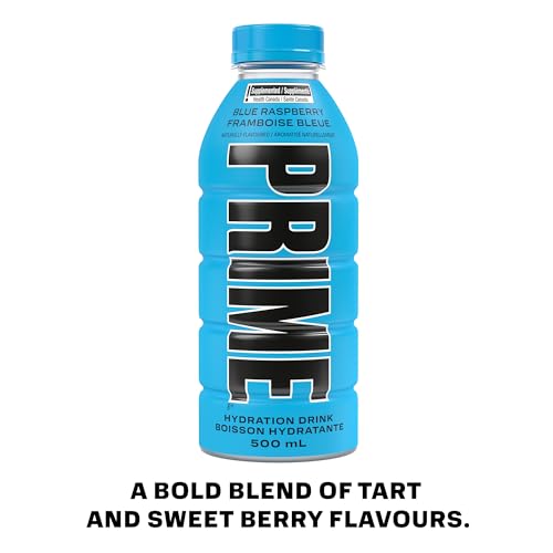 Image of Prime Blue Raspberry Hydration Drink, 16.9 fl oz ℮ 500 ml, 24 Pack