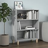 loibinfen 3-Tier Open Shelf Bookcase, 3-Tier Floor Standing Display Cabinet Rack, 3-Tier Storage Organizer Shelf with Wood Legs for Bedroom,Living Room,Office, Gray Sonoma 27.4"x12.8"x35.4" (Style A)