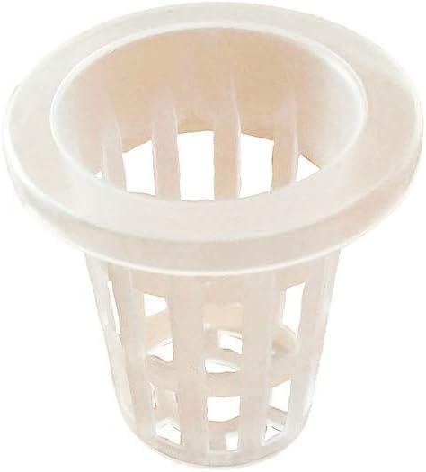 50PCS 1.75" Mesh Net Cup Pots Basket Hydroponics System Supplies Aquaponics Seed Growing Media White
