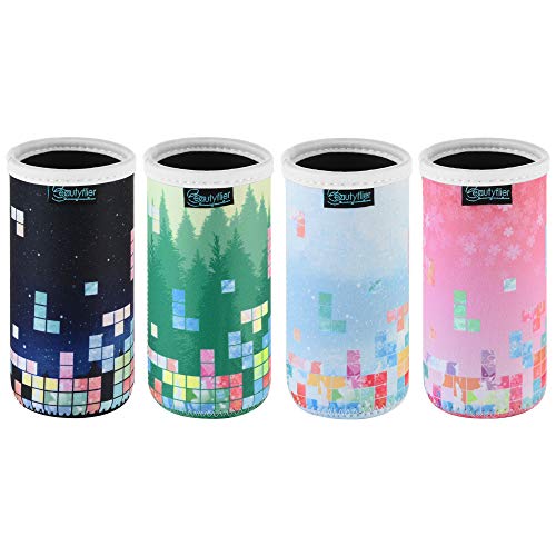 Beautyflier Neoprene Bottle Insulator Sleeve Collapsible Drink Slim Can Cover for 12 Ounce
