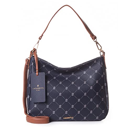 Lazarotti Palermo Schultertasche Damen - Große Umhängetasche/Beuteltasche mit Innenfächern - Stylishe Hobo Bag (blue) Cover