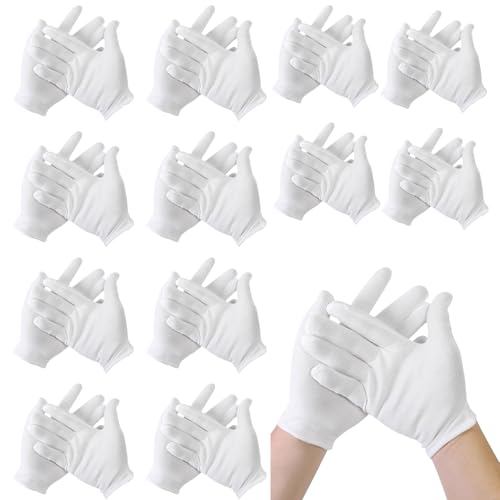 Lot de 96 gants en coton blancs - Lavables pour les mains sèches, hydratants, eczéma cosmétiques, spa des mains et inspection des bijoux