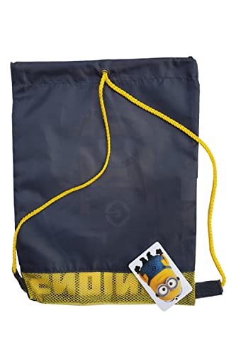 Kids Children Boys Girls Stuart Minions Gym Bag Swim Shoe PE Drawstring School Travel Tote Bag Black - Image 2