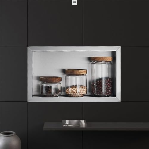 Waterproof Niche wall-Mounted Bathroom Shelf, recessed Niche Storage Rack,304 Stainless Steel Waterproof Shower Niche, Recessed Modern Bathroom Shelf Insert, No Tile Needed Storage Caddy, Bu