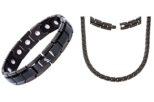 Smarter Lifestyle Titanium Magnetic Therapy Bracelet And Necklace Bundle (Black) #TOP27
