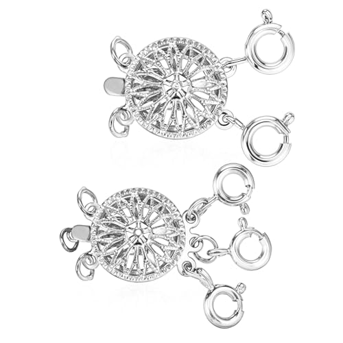 2 Stück Ketten Layering Verschluss Silber Kettentrenner Schichten 2/3 Stränge Federverschluss Separator Halsketten Verschlüsse Schichtverschluss Trenner Halskettenverbinder Für Stapelbare Ketten