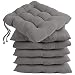 Tesosy Pack 6 Cojines para Sillas , Cojín Decorativo de Asiento 40 x 40 x 3.5 cm con Correas de Sujeción , ​Poliéster , 9 Pespuntes , Ideal para la Decoración de Jardín , Gris , Fabricado en España