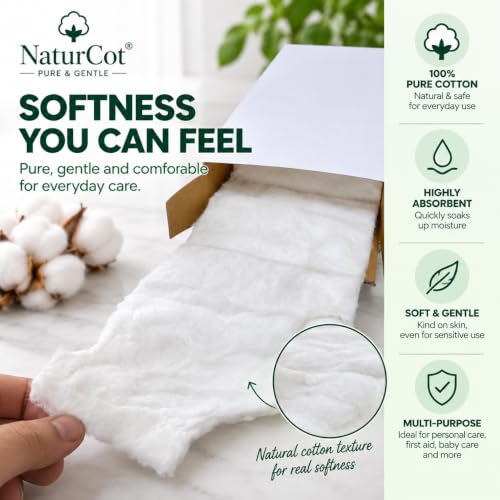 Image of Premium Absorbent Cotton Zig Zag Roll (250g Net Weight without paper) | Soft & Highly Absorbent | Coreless & Pure Cotton for Makeup Removal, Baby Care, Skincare & Everyday Wellness (No Paper Tube) (1, 250 gram)